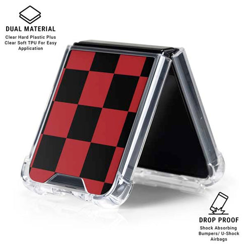 Red and Black Checkerboard Galaxy Z Flip6 Clear Case